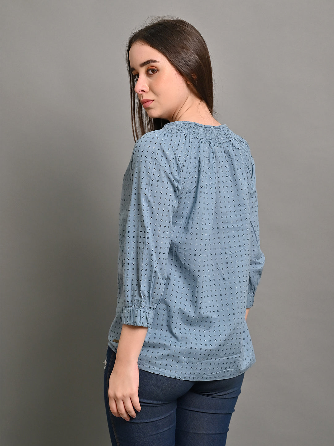 Cotton Full sleeve with Round Neck Light Blue Top