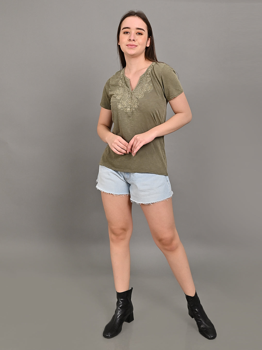 Viscose Olive Oil-Dyed Regular Top