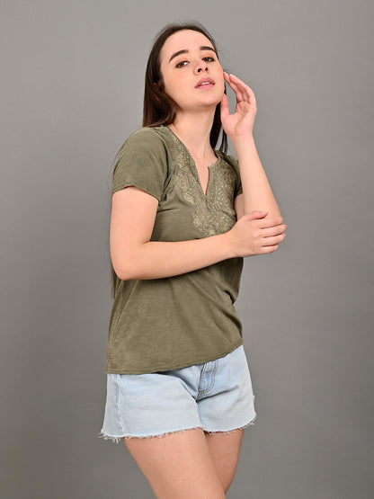 Viscose Olive Oil-Dyed Regular Top