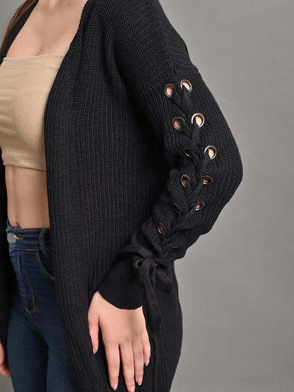 Acrylic Hollow Sleeve Black Cardigan Shrug