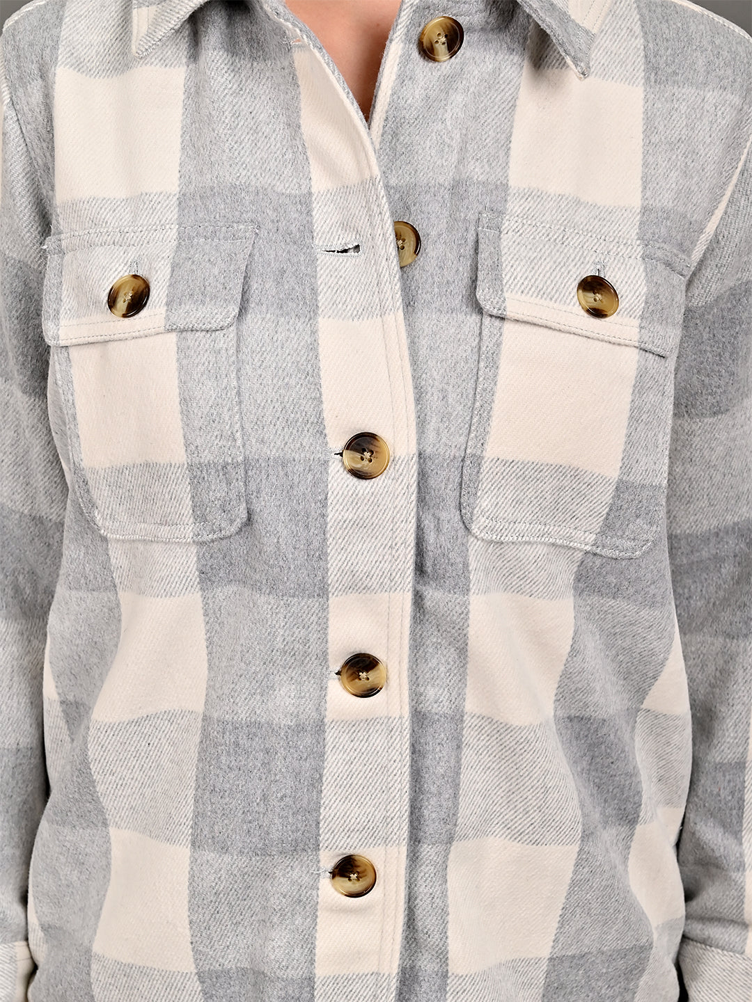 Polyester Full Sleeve with Shirt Collar winter wears Checked Light Blue Shirt