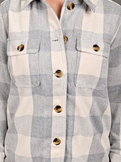 Polyester Full Sleeve with Shirt Collar winter wears Checked Light Blue Shirt