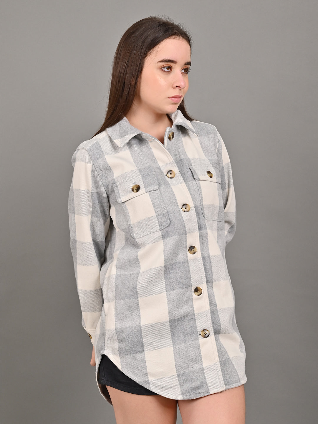 Polyester Full Sleeve with Shirt Collar winter wears Checked Light Blue Shirt