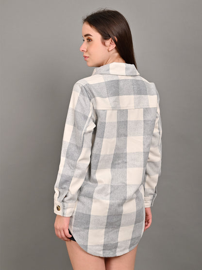 Polyester Full Sleeve with Shirt Collar winter wears Checked Light Blue Shirt