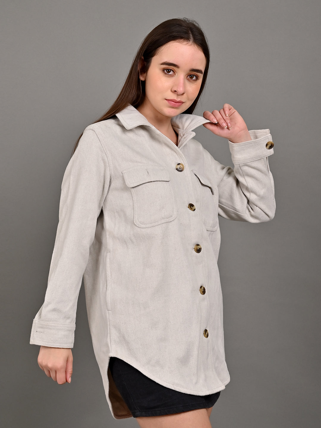 Polyester Full Sleeve with Shirt Collar winter wears Checked Off-White Shirt