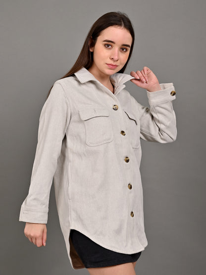 Polyester Full Sleeve with Shirt Collar winter wears Checked Off-White Shirt