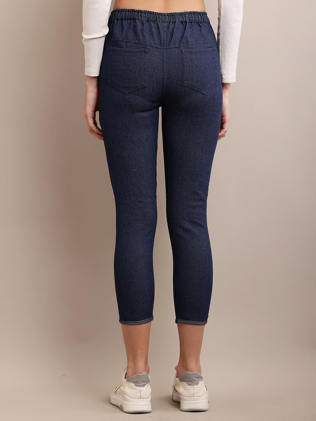 Viscose Regular Mid Rise Dark Blue Jogger