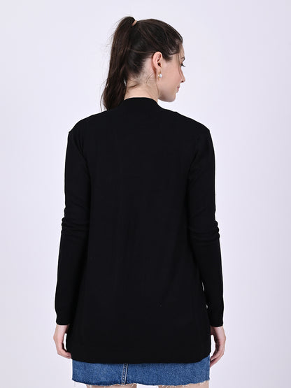 Viscose Full Sleeve with Front open Black Shrug