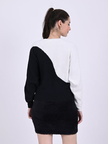 Acrylic Full Sleeve with Round Neck Colourblocked Sweater