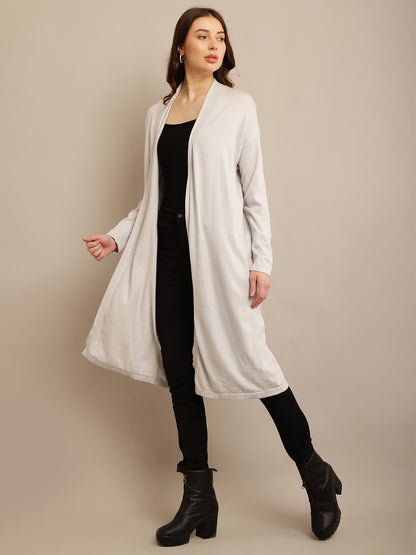 Light Grey Rayon Shrug with Full Sleeves and Front Open