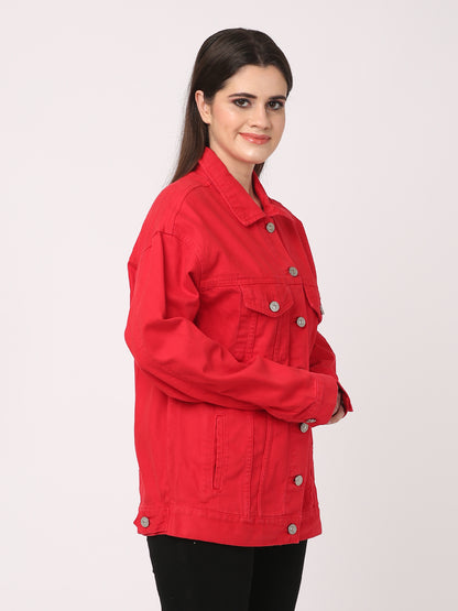 Cotton Full Sleeve with Shirt Collar Red jacket