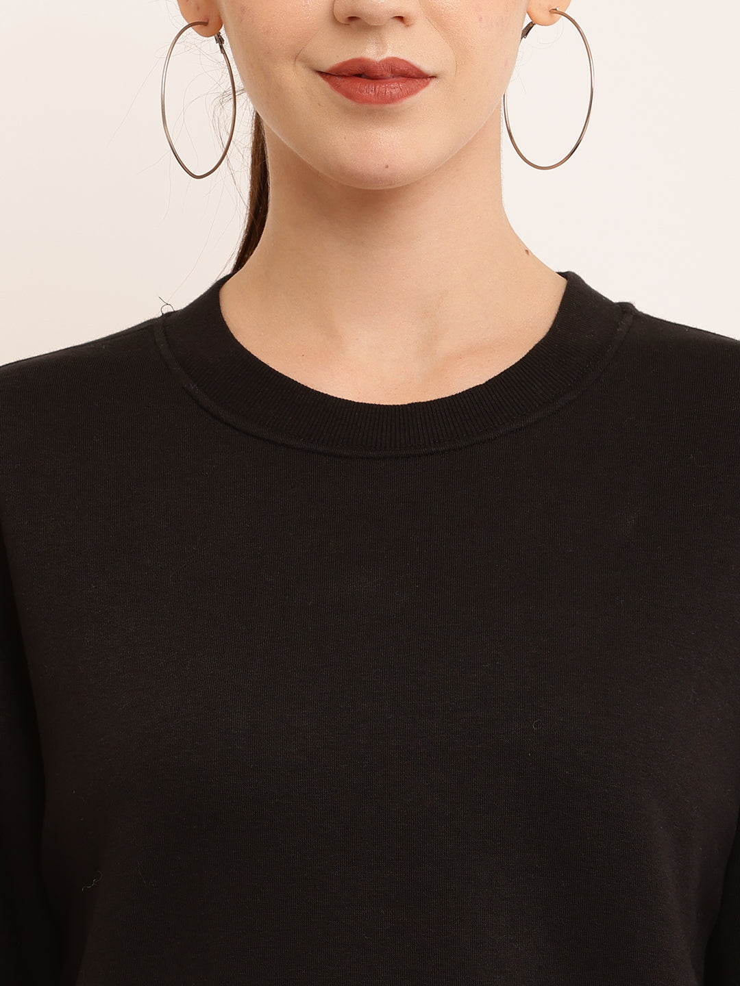 Cotton Round Neck with Full Sleeve Black Sweater