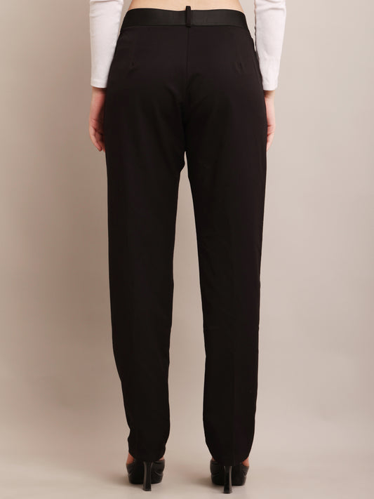 NoBarr Women's Polyester 2 side pocket Black Full Length Pant Formal