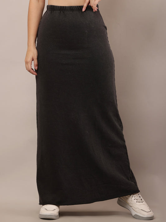 Acrylic Elastic waistband A-Line Maxi Dark Grey Skirt