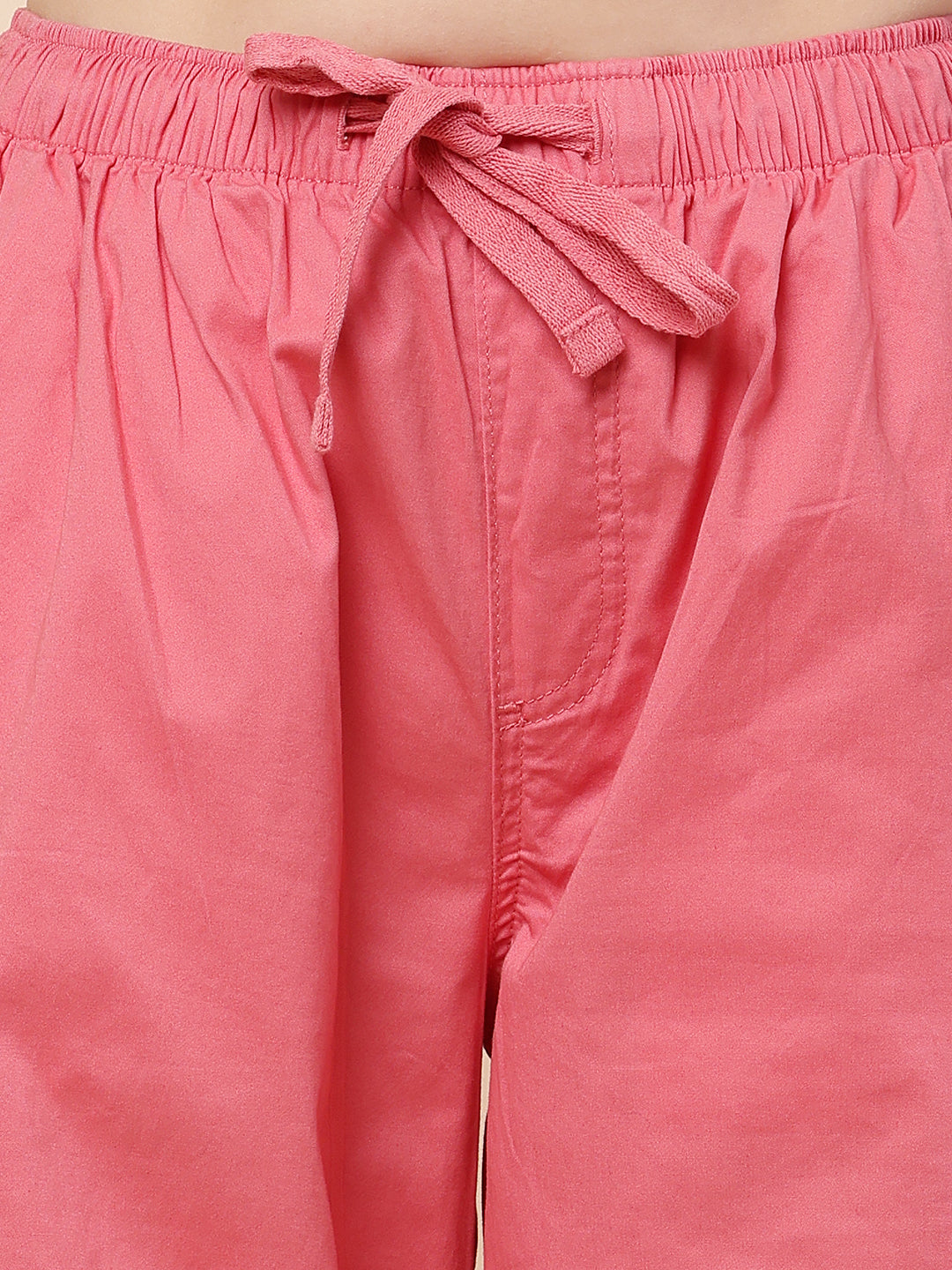 Cotton High Rise Baggy Cargo Pant Trouser Pink