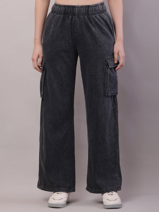 Cotton Mid Rise Baggy Cargo Pant Dark Grey Trouser