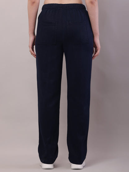 Cotton Elastic with Drawstring Dark Blue Trouser