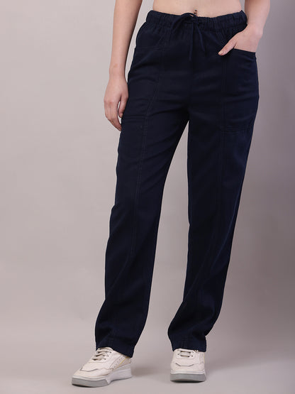 Cotton Elastic with Drawstring Dark Blue Trouser