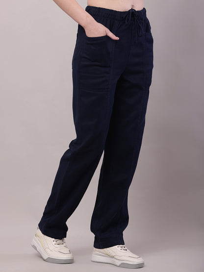 Cotton Elastic with Drawstring Dark Blue Trouser