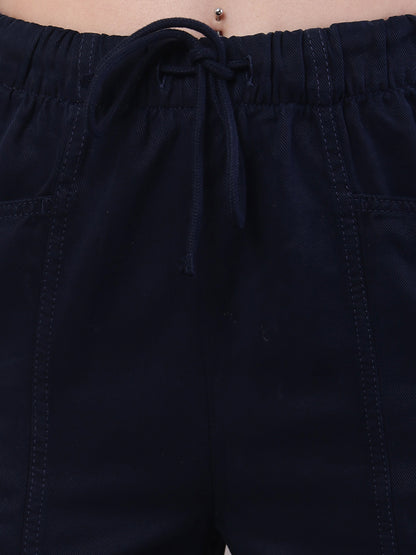 Cotton Elastic with Drawstring Dark Blue Trouser