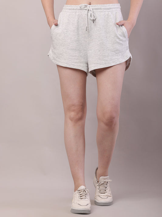 Cotton Elastic waist with drawstring Regular Fit Grey Short