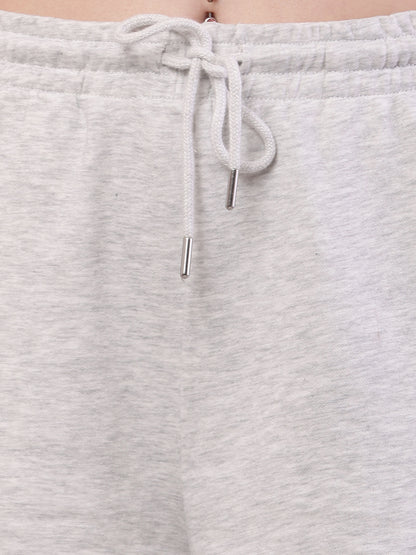 Cotton Elastic waist with drawstring Regular Fit Grey Short