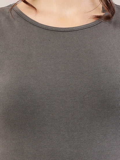 Viscose Sleeveless with Round Neck Grey Tank Top