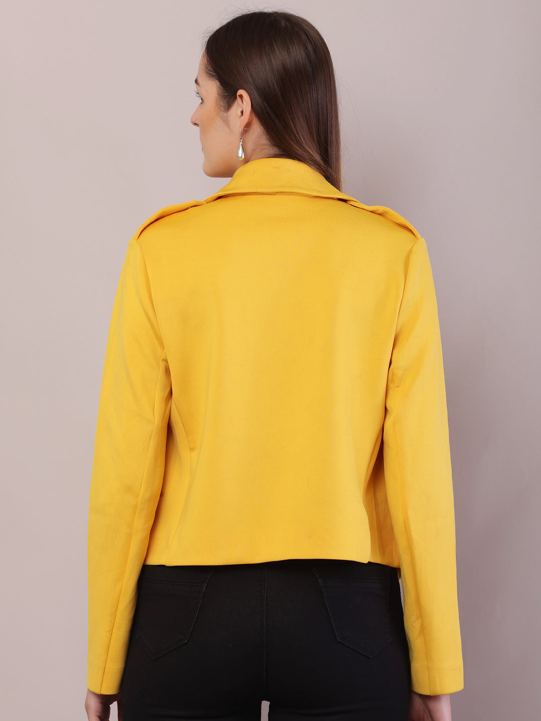 Polyester Full Sleeve with Lapel collar Yellow Jacket