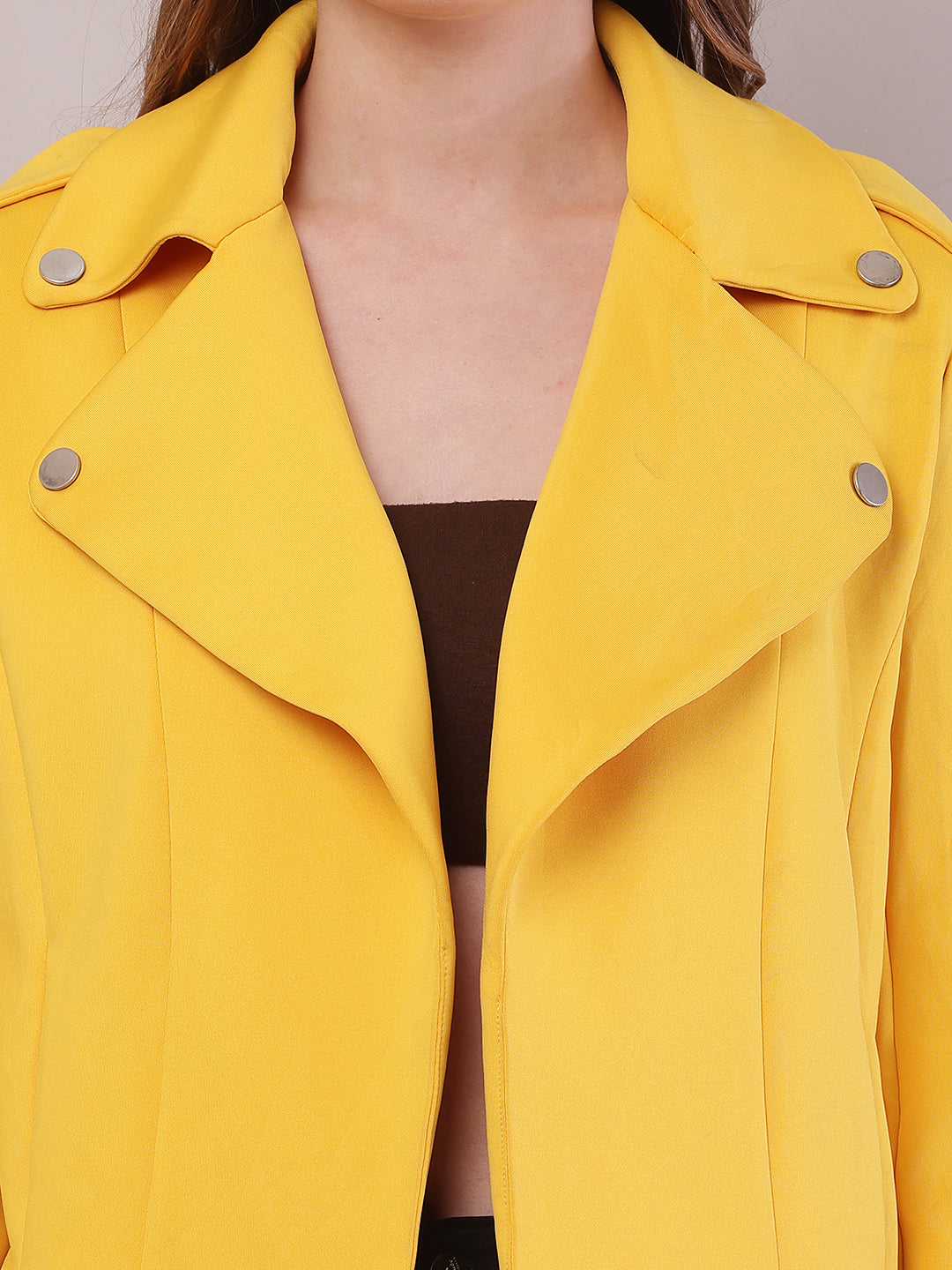 Polyester Full Sleeve with Lapel collar Yellow Jacket