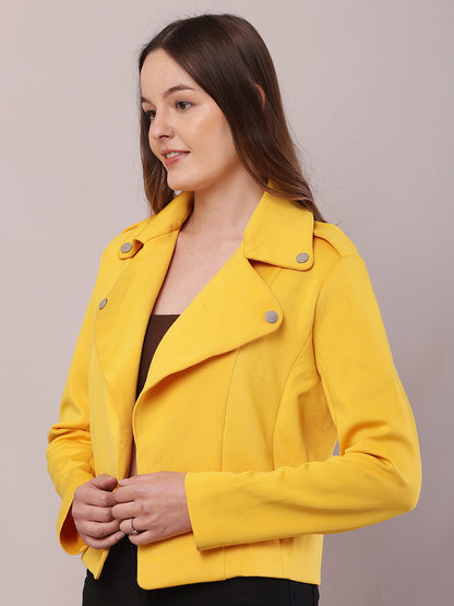 Polyester Full Sleeve with Lapel collar Yellow Jacket