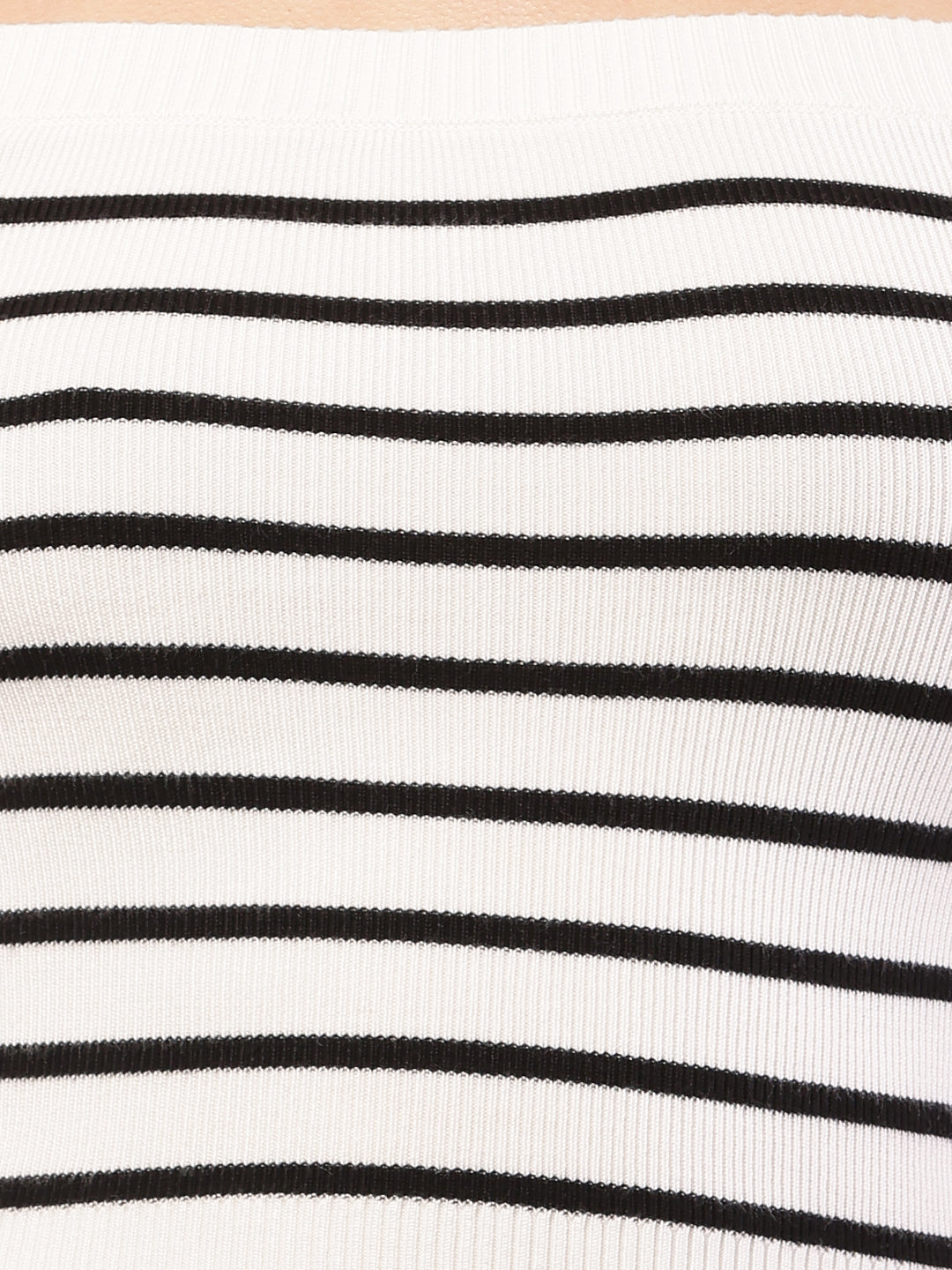 Viscose Full Sleeve with off-shoulder Striped Black and White Top