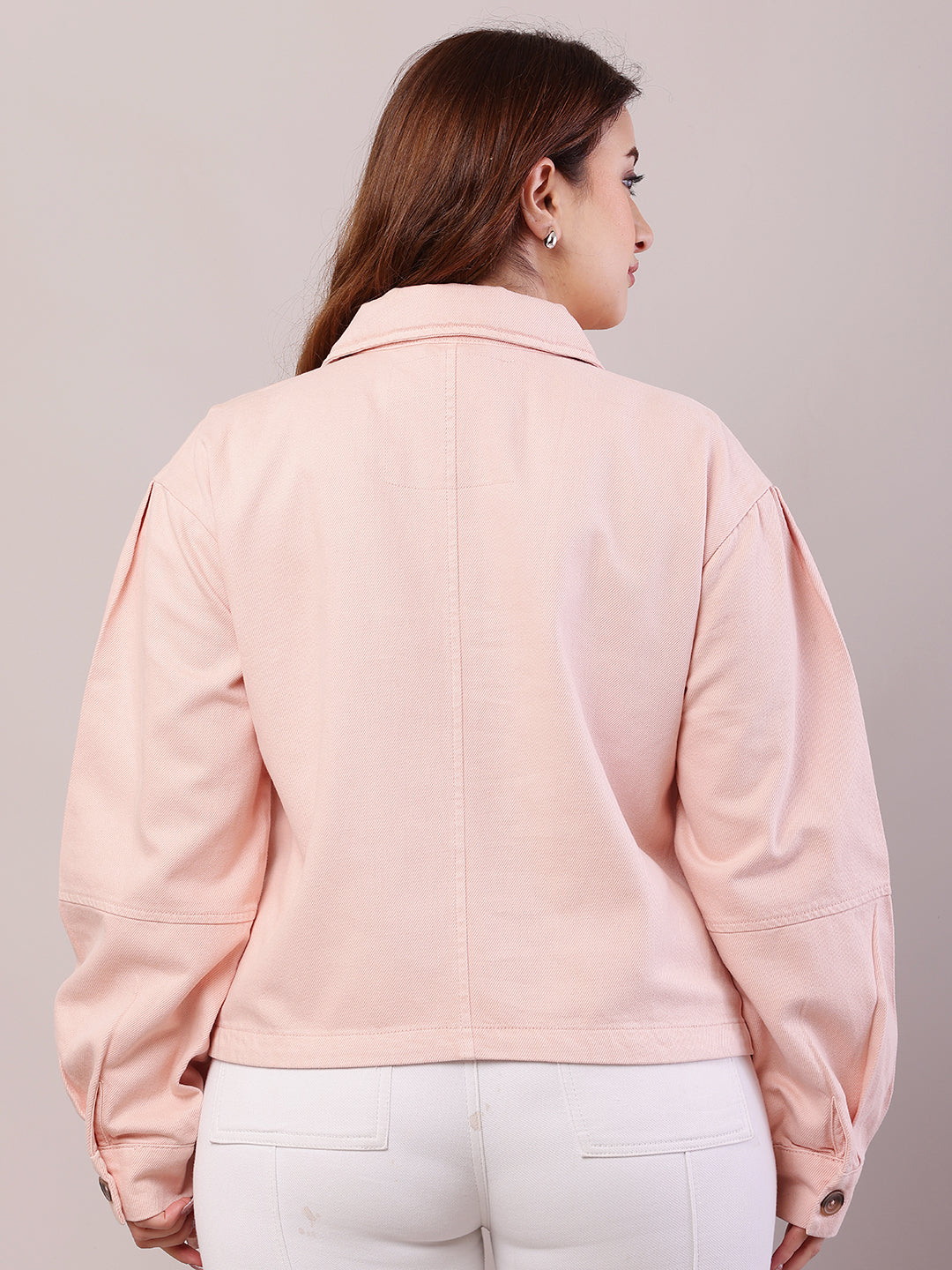 Cotton Full Sleeve with Shirt Collar loose style Baby Pink Jacket