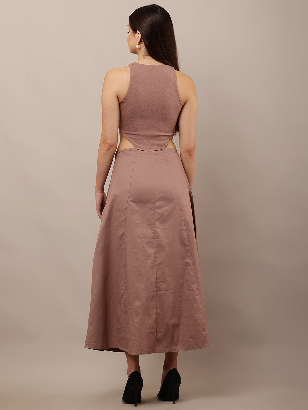 Versatile Cotton Office to Party Ready Light Taupe  Dress