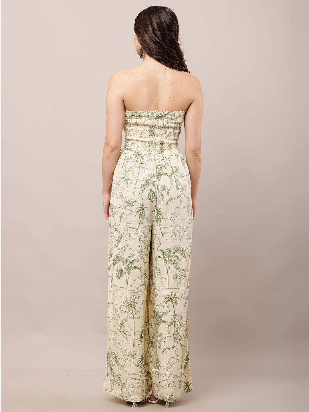 Rayon Off-Shoulder with Printed light lemon Jumpsuit