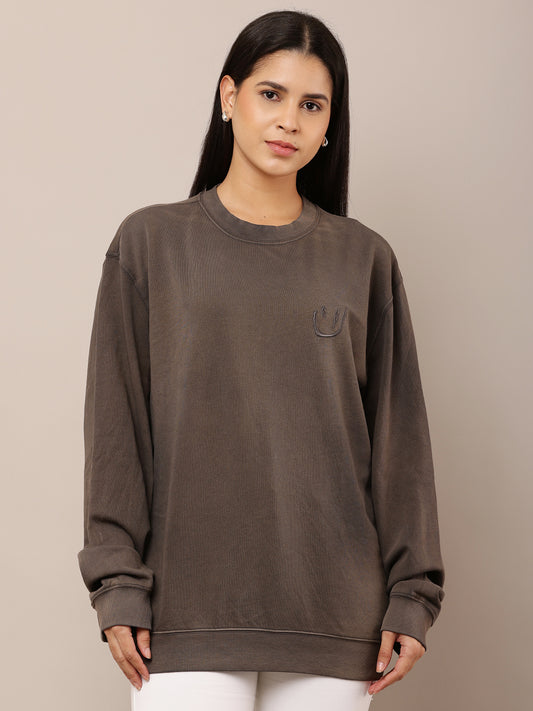 Cotton Full Sleeve with Round Neck Grey Sweatshirt