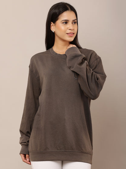 Cotton Full Sleeve with Round Neck Grey Sweatshirt