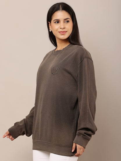 Cotton Full Sleeve with Round Neck Grey Sweatshirt