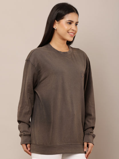 Cotton Full Sleeve with Round Neck Grey Sweatshirt