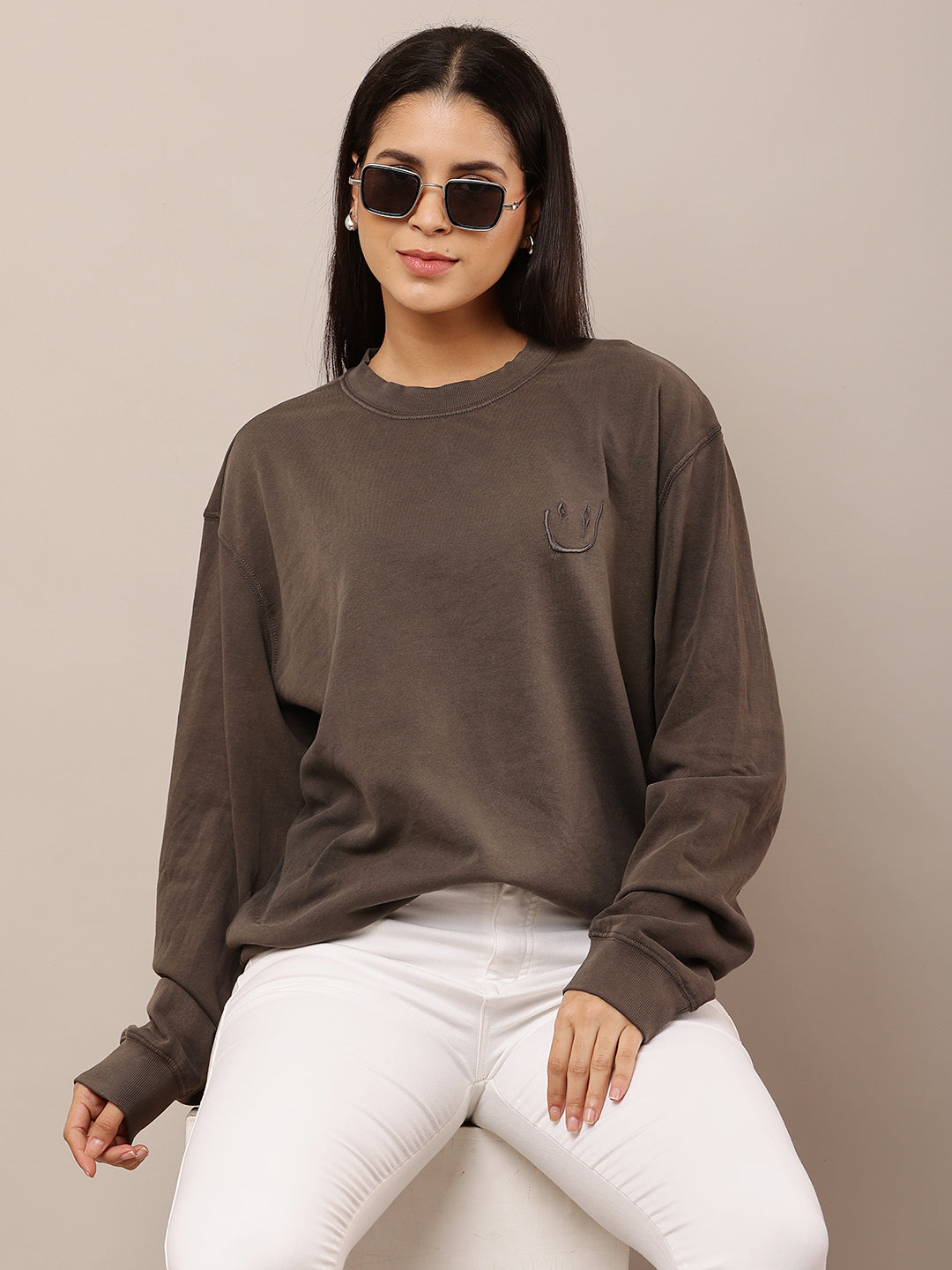 Cotton Full Sleeve with Round Neck Grey Sweatshirt