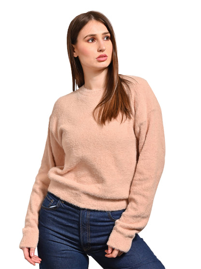 Cotton Full Sleeve with Round Neck Baby Pink Sweater