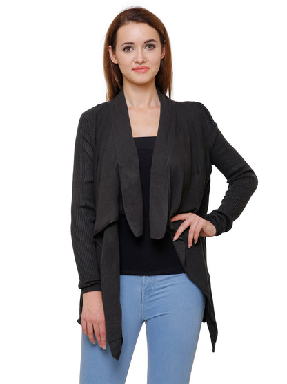 Black Asymmetric Cardiagn for Women's