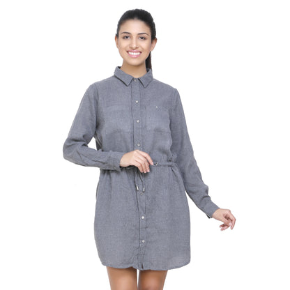 Solid Shirt Dress For Women