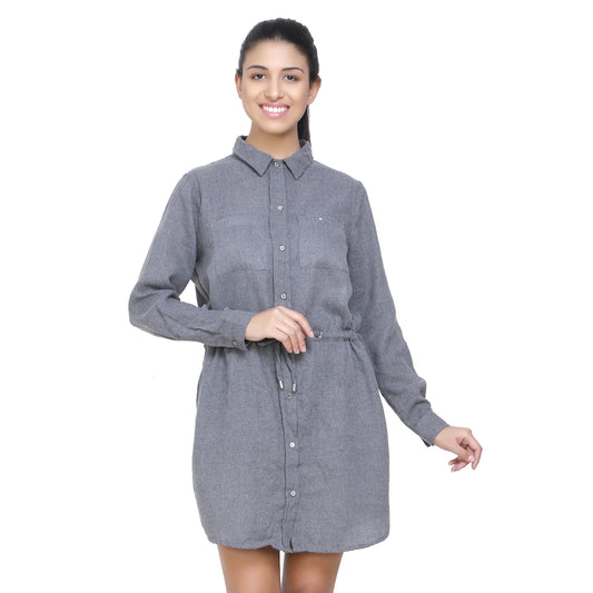 Solid Shirt Dress For Women