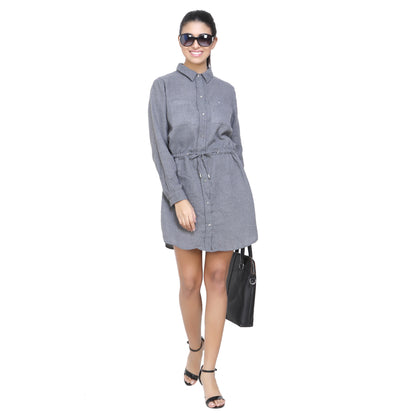 Solid Shirt Dress For Women