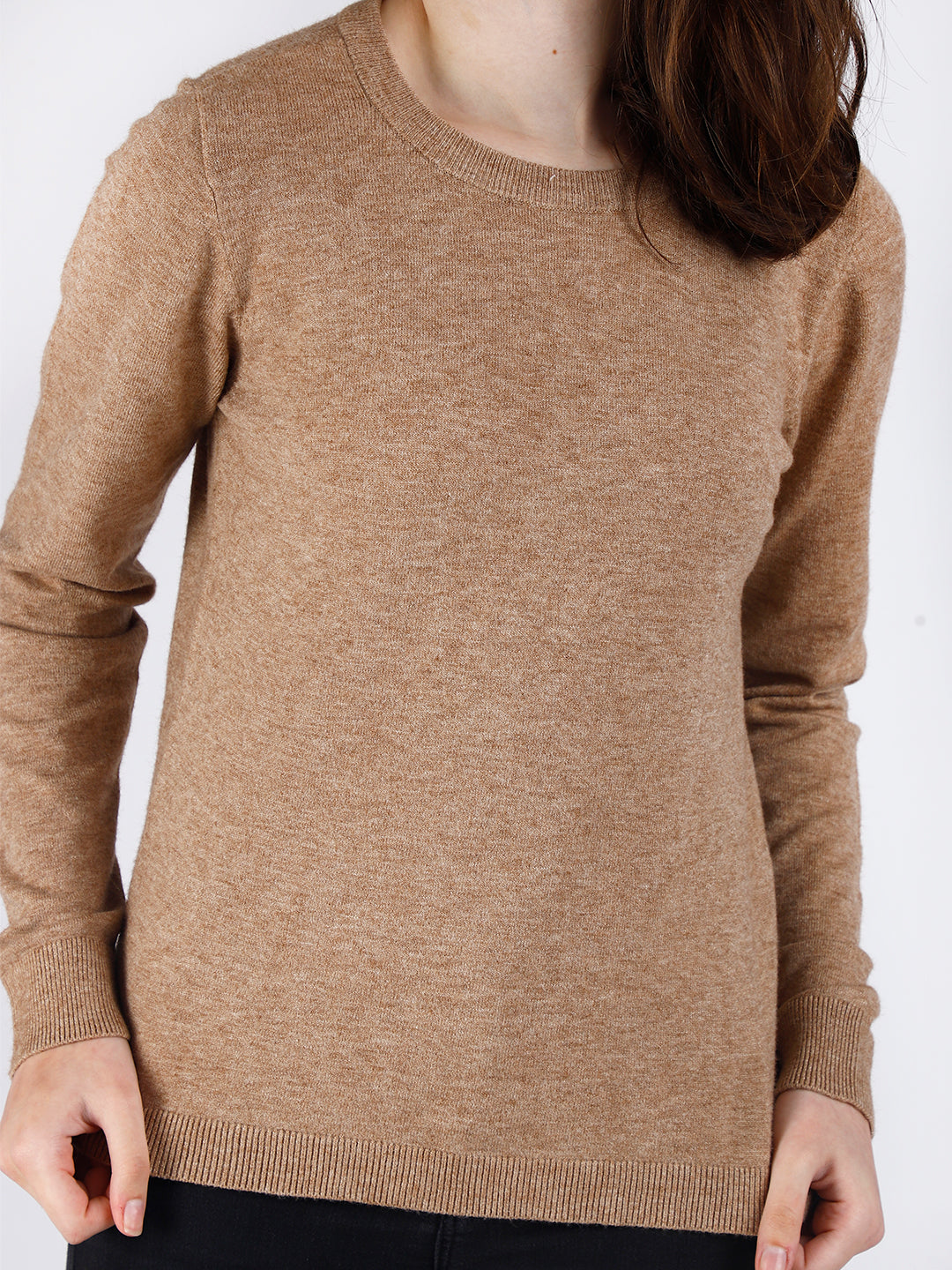 Viscose Full Sleeve Round Neck Brown Sweater