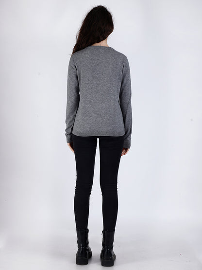 Viscose Full Sleeve Round Neck Grey Sweater