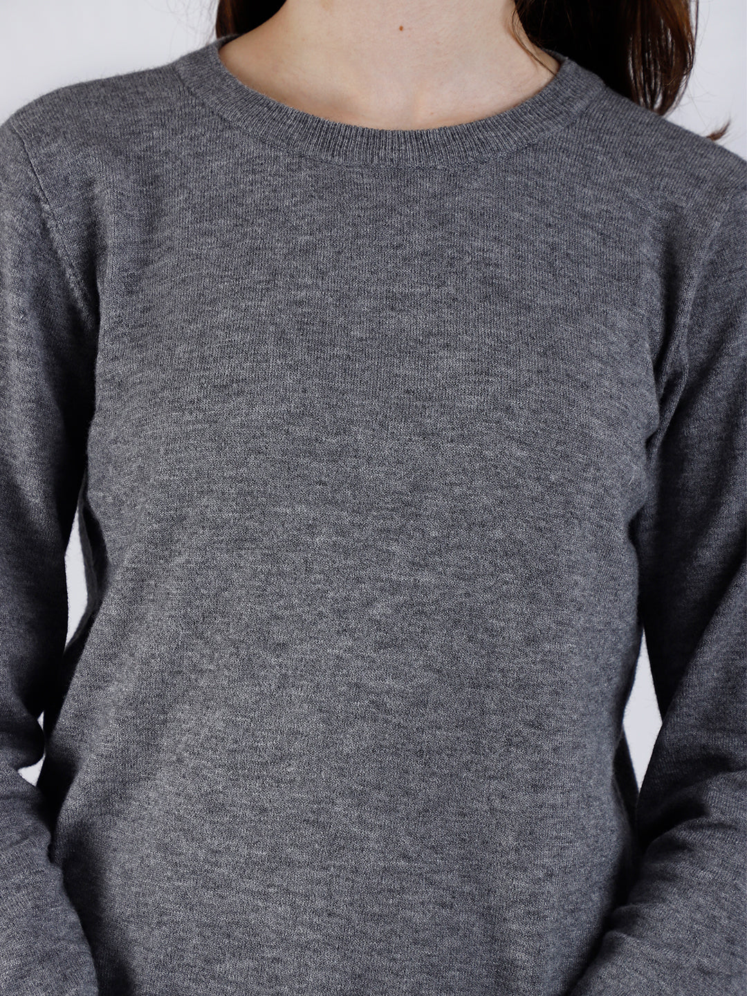 Viscose Full Sleeve Round Neck Grey Sweater